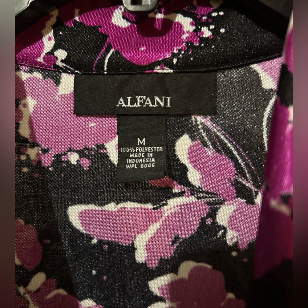 Alfani Purple Fitted Blouse with Elegant Draped Neckline - Picture 3 of 5